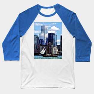 Manhattan NY - Schooner Seen From Liberty State Park Baseball T-Shirt